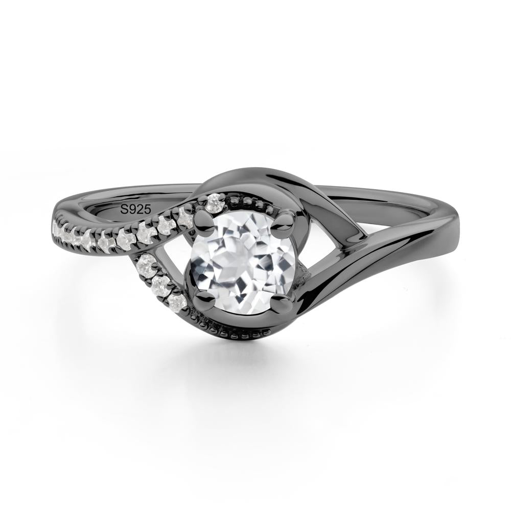 White Topaz Swirl Bypass Ring - LUO Jewelry #metal_black finish sterling silver