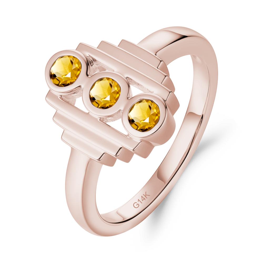 Three Stone Citrine Statement Ring - LUO Jewelry #metal_14k rose gold