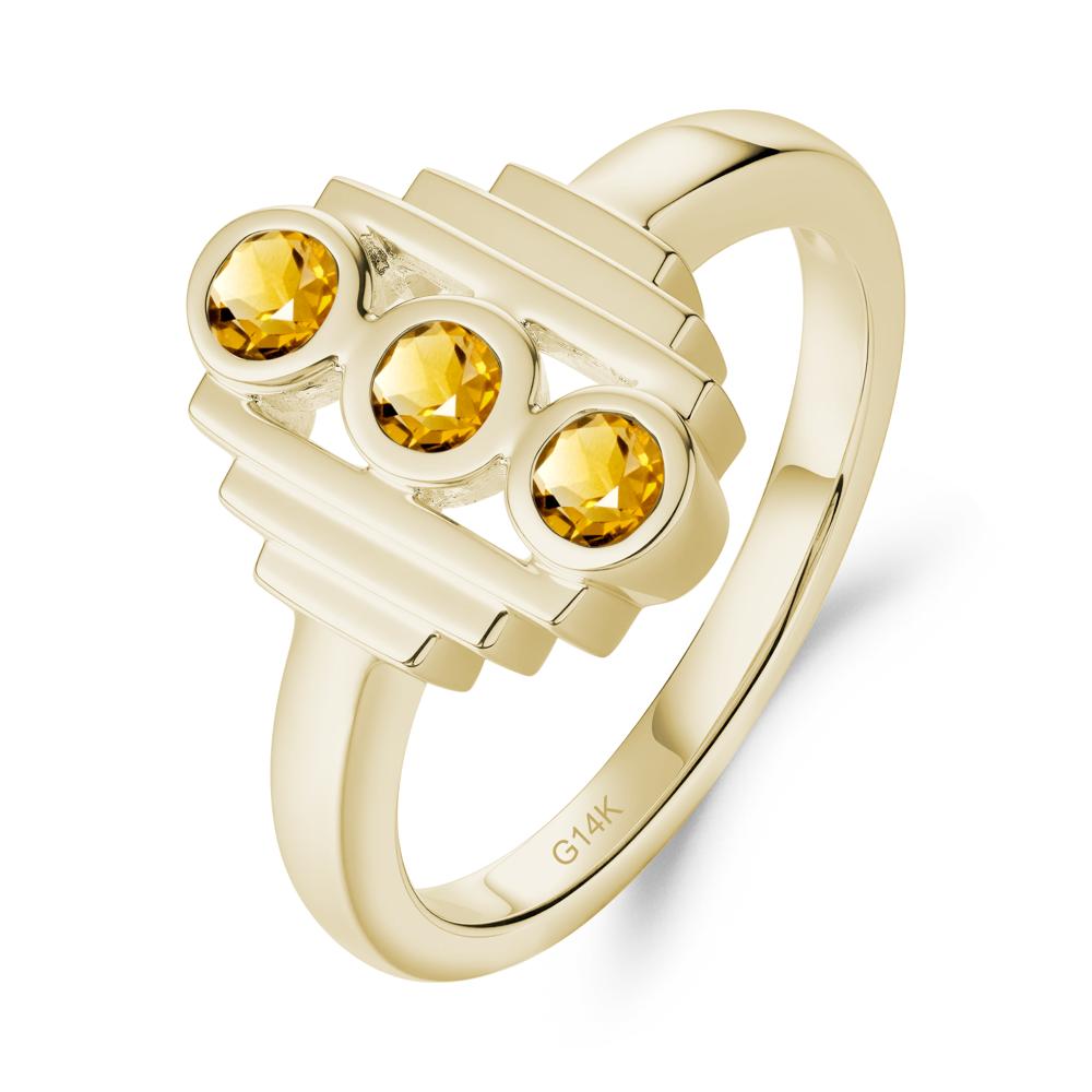 Three Stone Citrine Statement Ring - LUO Jewelry #metal_14k yellow gold
