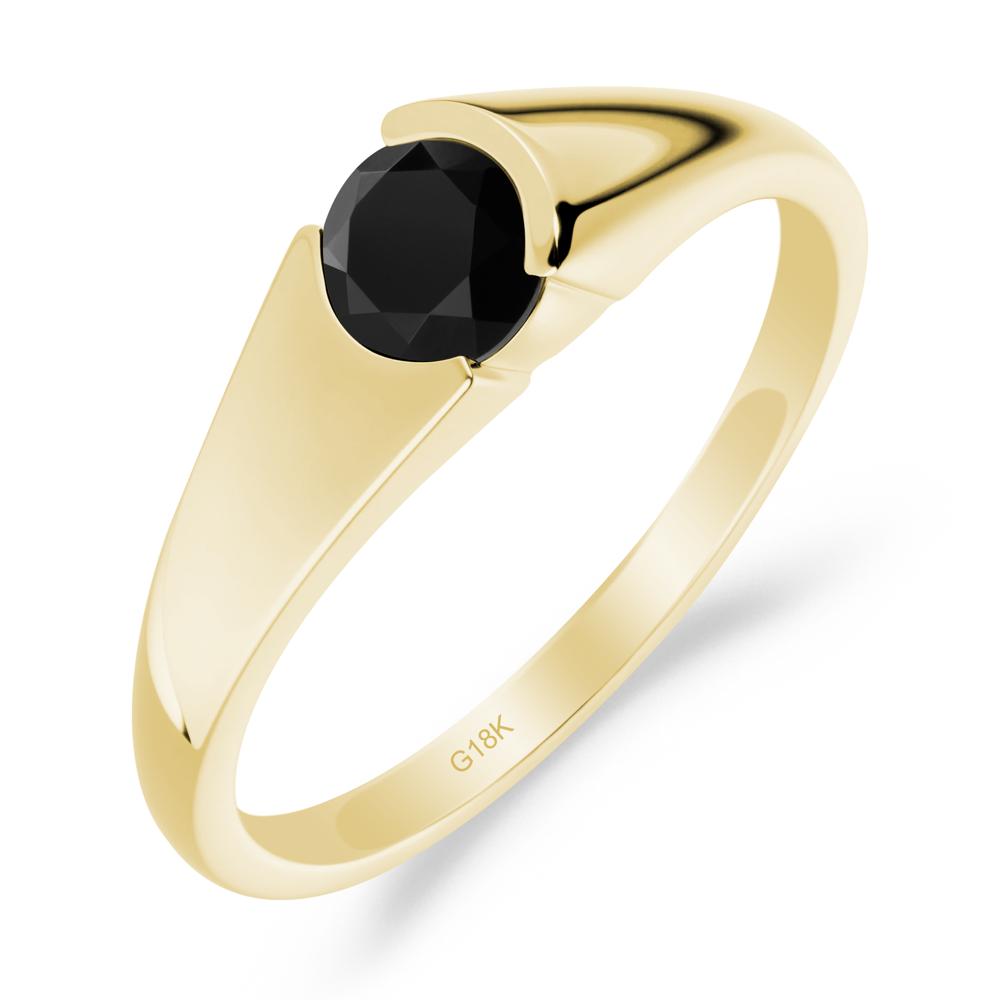 Solitaire Black Spinel Promise Ring - LUO Jewelry #metal_18k yellow gold