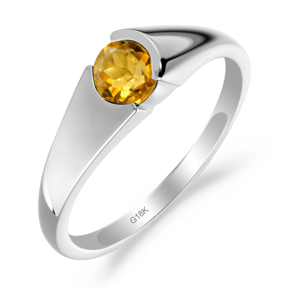 Bezel Set Round Citrine Solitaire Ring - LUO Jewelry #metal_18k white gold