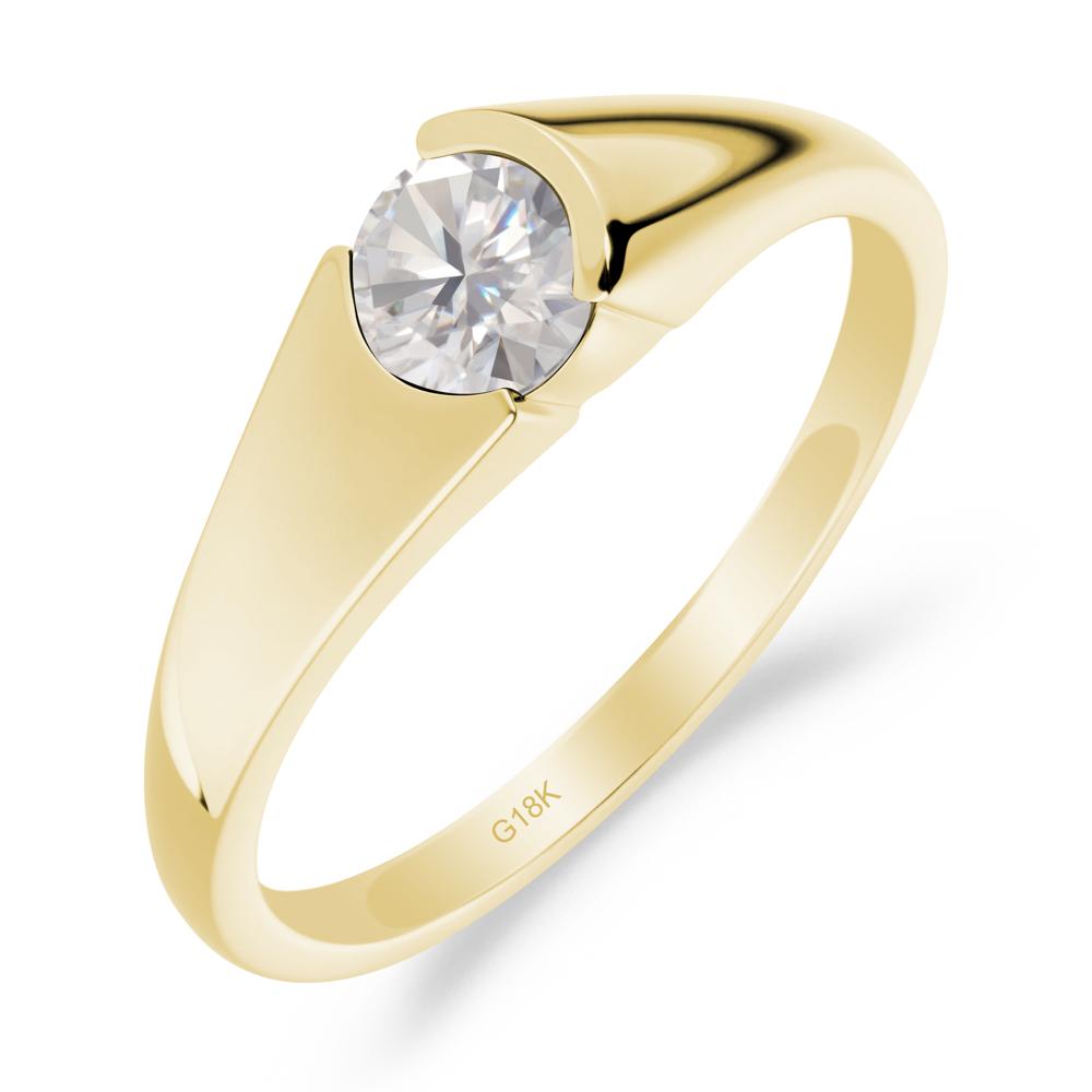 Bezel Set Round Cubic Zirconia Solitaire Ring - LUO Jewelry #metal_18k yellow gold