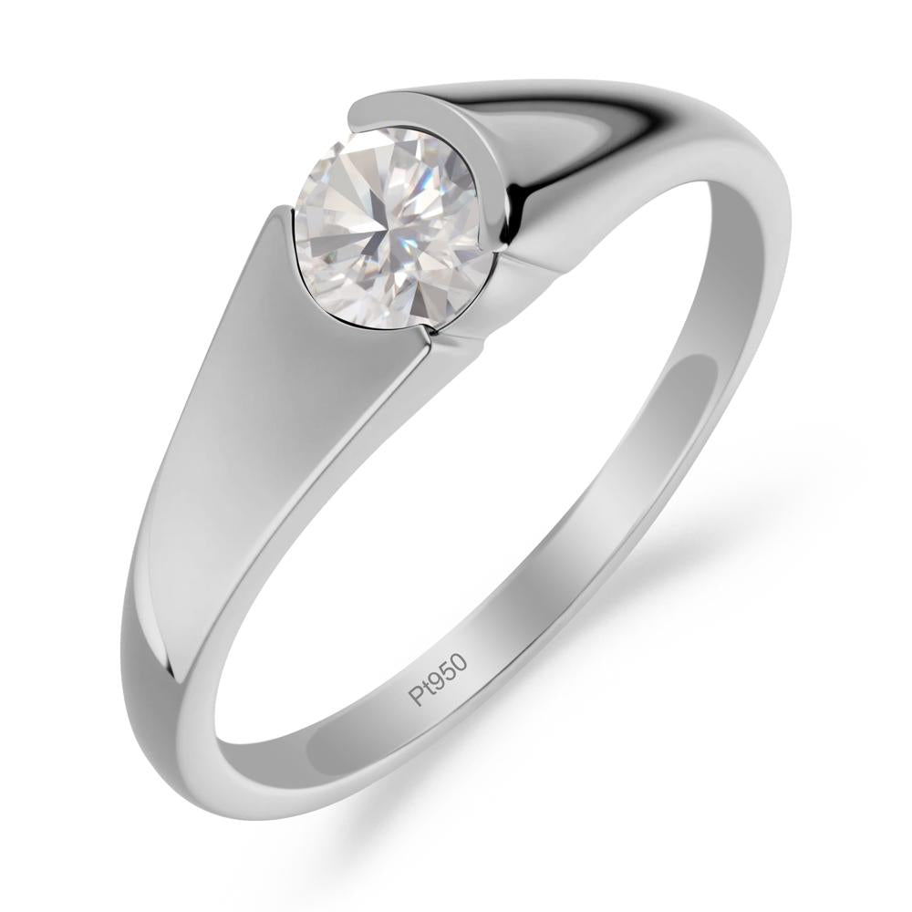 Bezel Set Round Cubic Zirconia Solitaire Ring - LUO Jewelry #metal_platinum