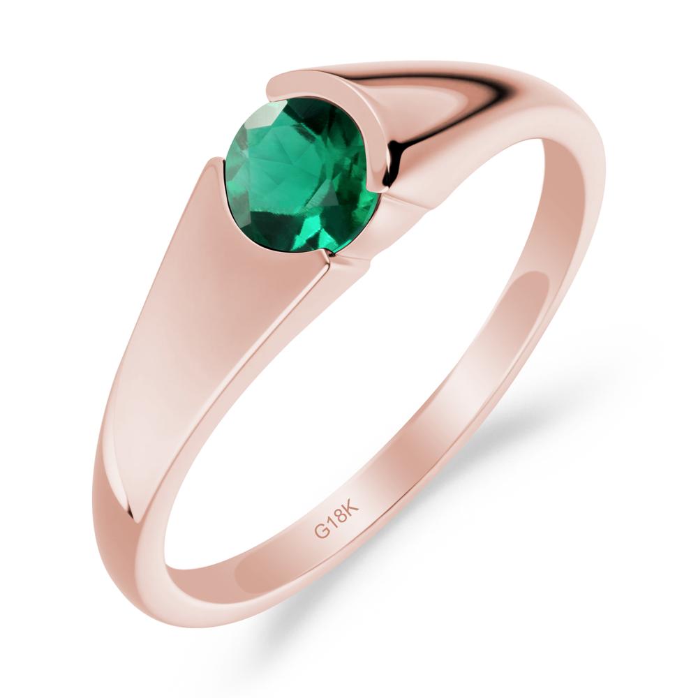 Bezel Set Round Emerald Solitaire Ring - LUO Jewelry #metal_18k rose gold