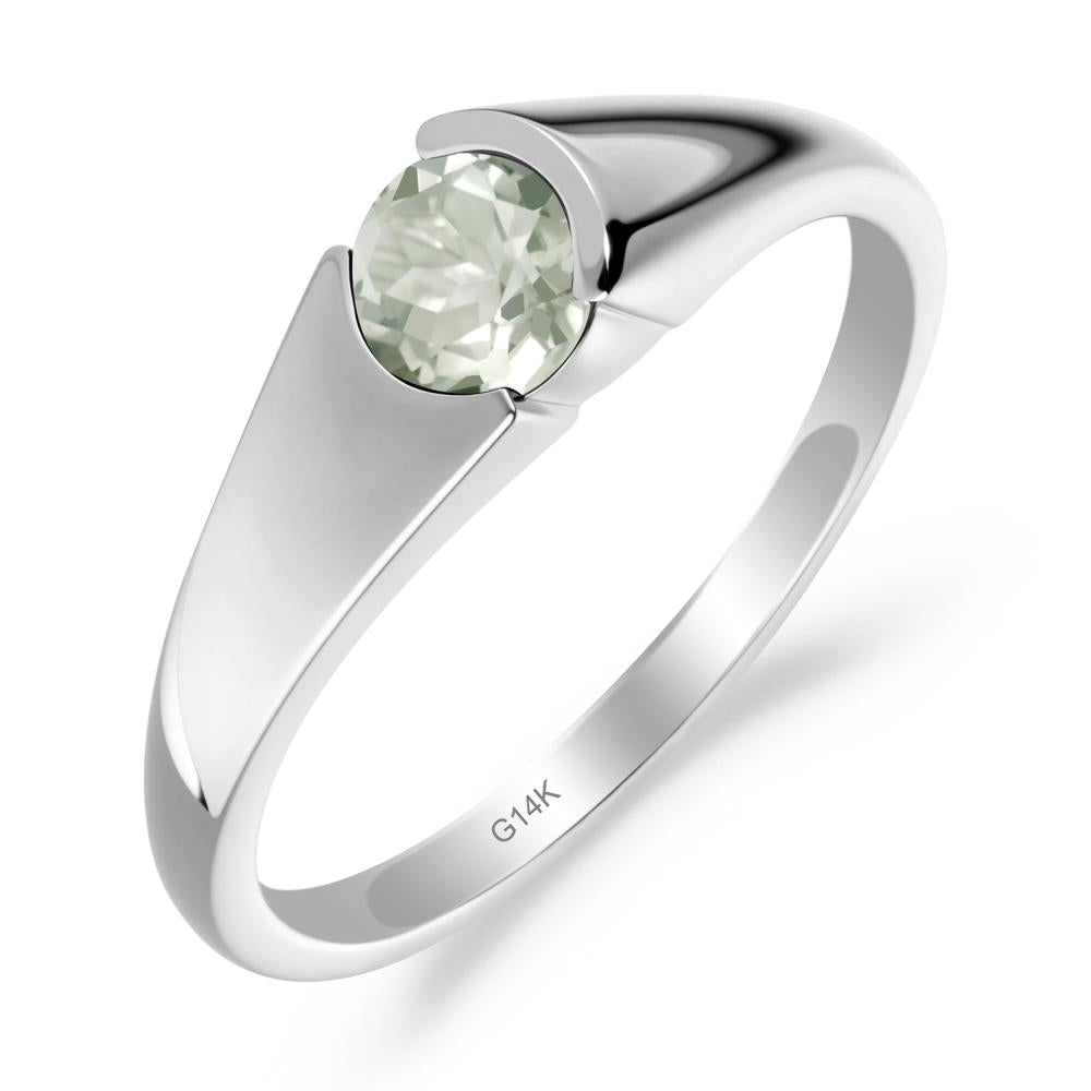 Solitaire Green Amethyst Promise Ring - LUO Jewelry #metal_14k white gold
