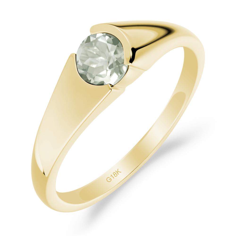 Solitaire Green Amethyst Promise Ring - LUO Jewelry #metal_18k yellow gold