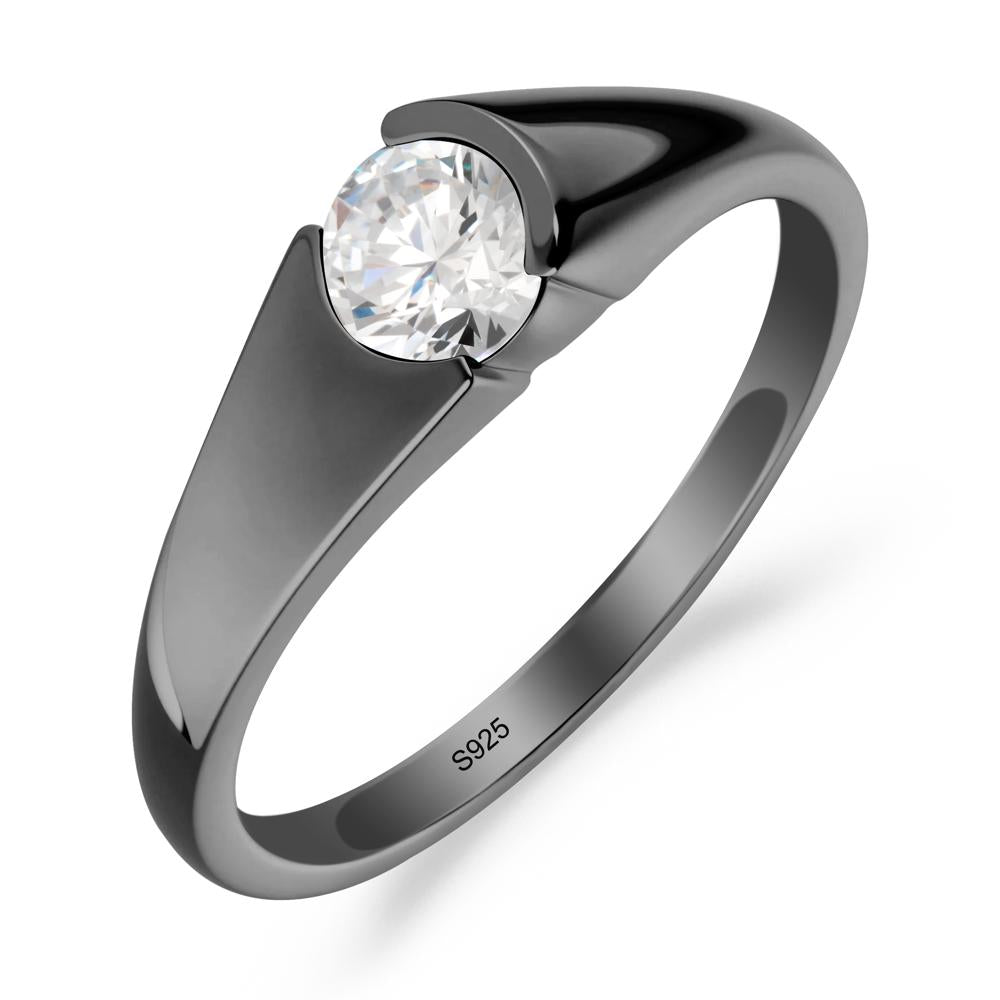 Solitaire Moissanite Promise Ring - LUO Jewelry #metal_black finish sterling silver