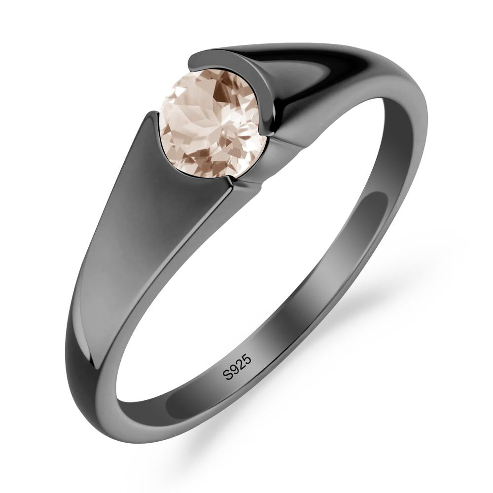 Solitaire Morganite Promise Ring - LUO Jewelry #metal_black finish sterling silver