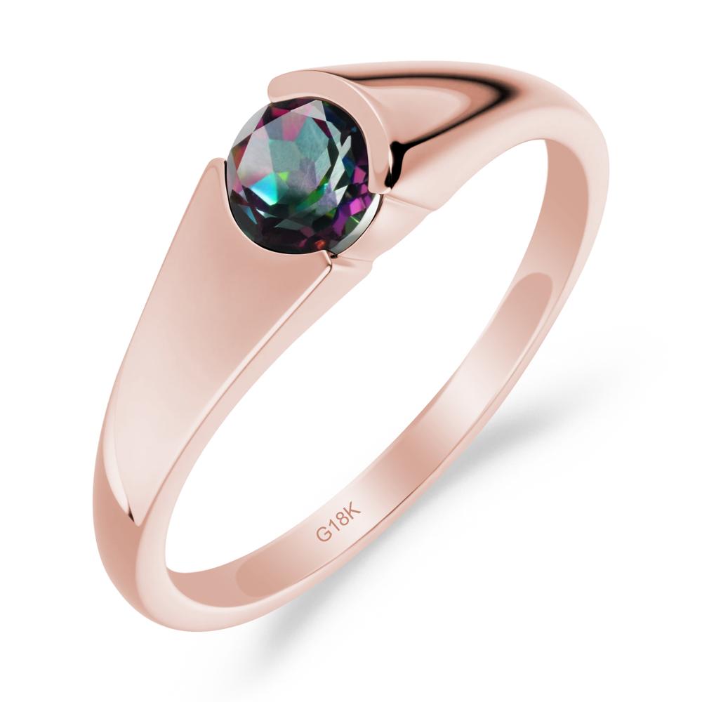 Bezel Set Round Mystic Topaz Solitaire Ring - LUO Jewelry #metal_18k rose gold
