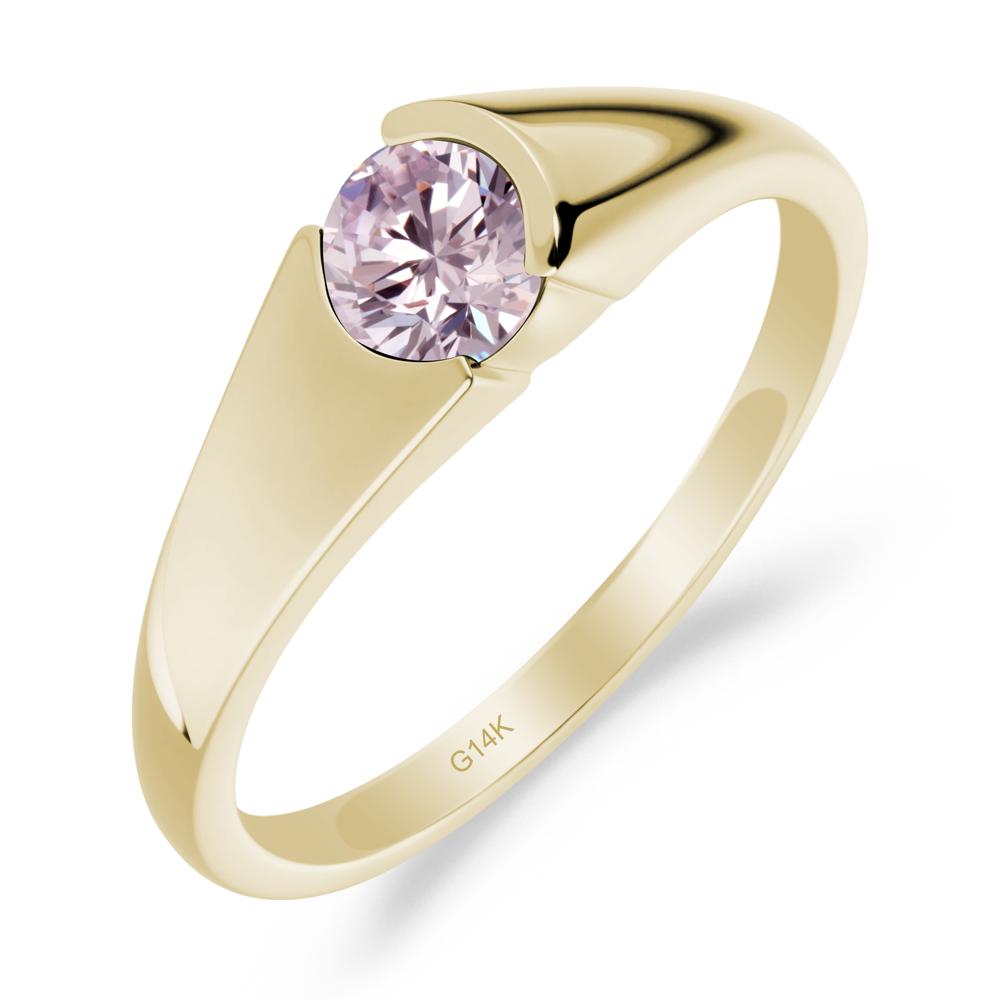 Solitaire Pink Cubic Zirconia Promise Ring - LUO Jewelry #metal_14k yellow gold