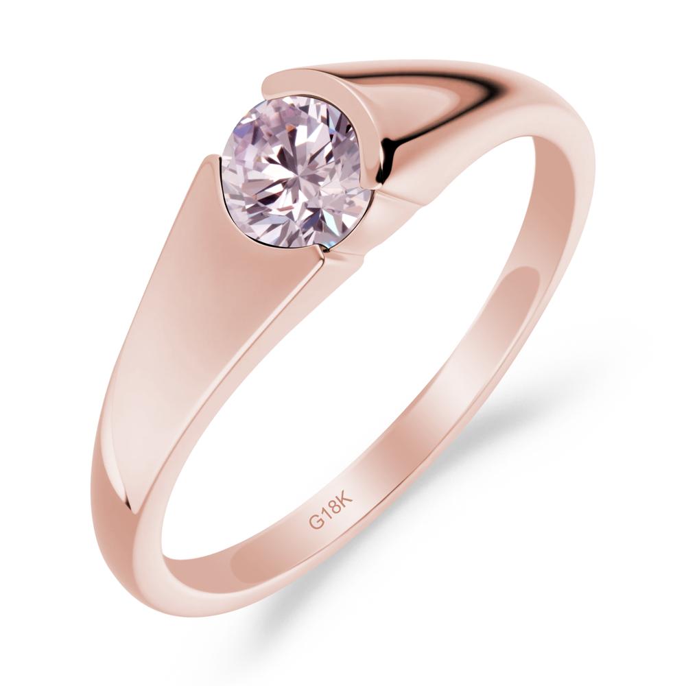 Solitaire Pink Cubic Zirconia Promise Ring - LUO Jewelry #metal_18k rose gold