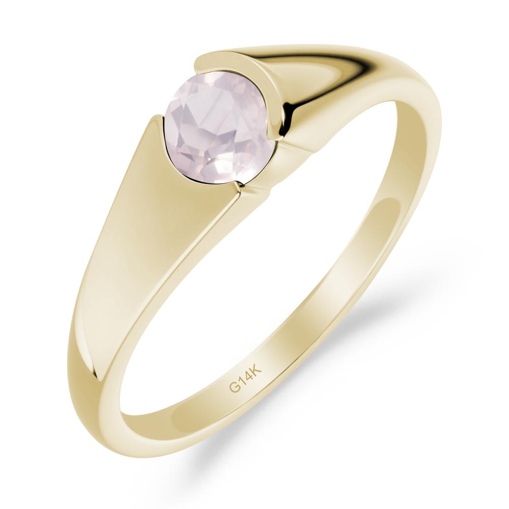 Solitaire Rose Quartz Promise Ring - LUO Jewelry #metal_14k yellow gold