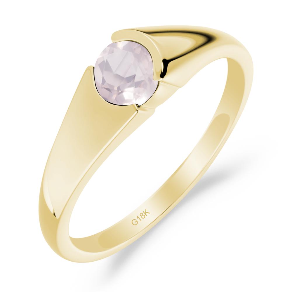 Solitaire Rose Quartz Promise Ring - LUO Jewelry #metal_18k yellow gold
