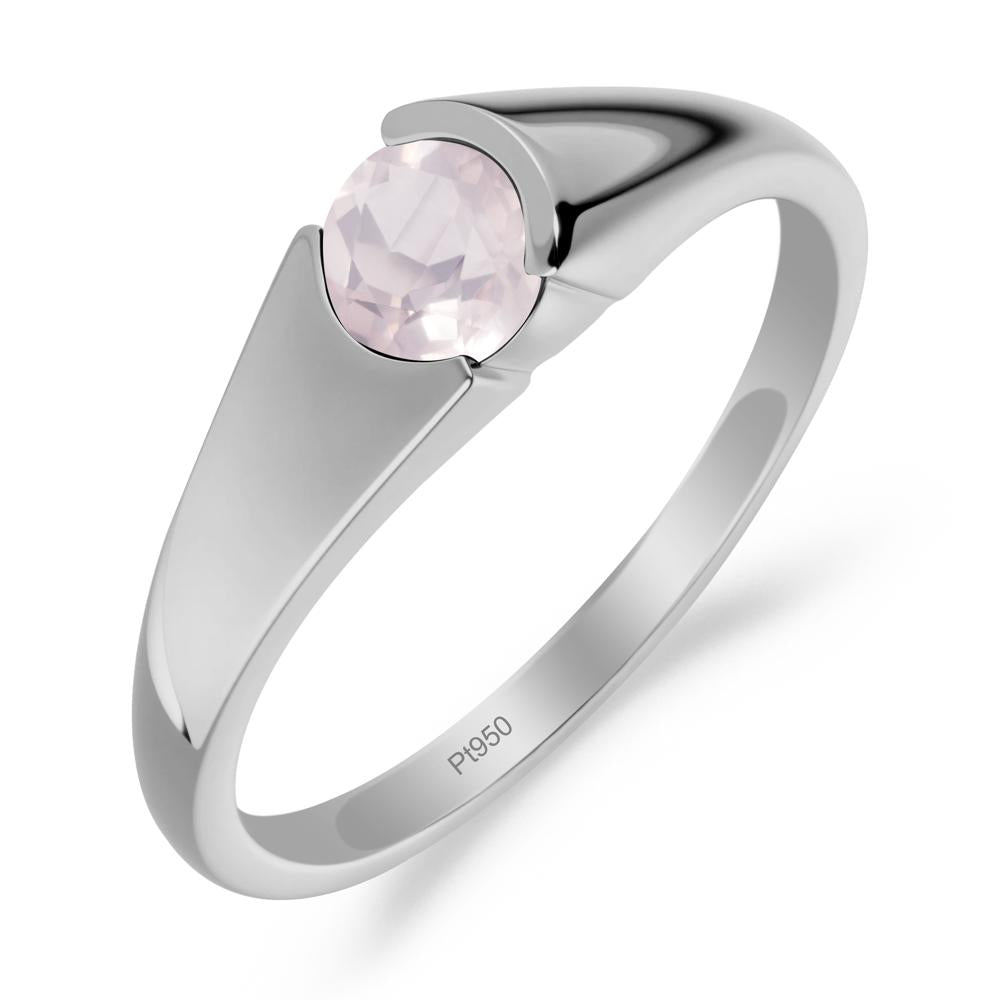 Solitaire Rose Quartz Promise Ring - LUO Jewelry #metal_platinum