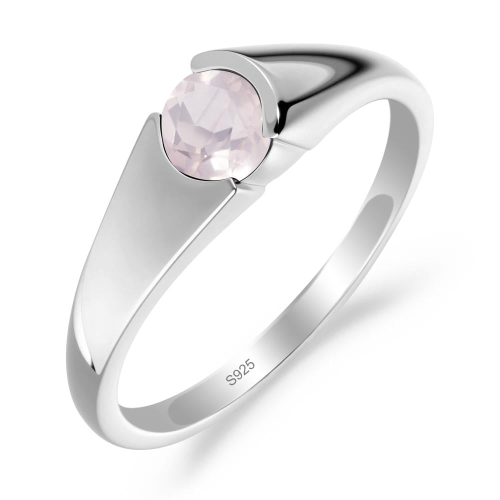 Solitaire Rose Quartz Promise Ring - LUO Jewelry #metal_sterling silver