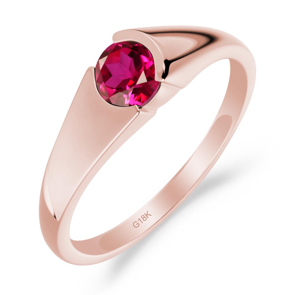 Bezel Set Round Ruby Solitaire Ring - LUO Jewelry #metal_18k rose gold