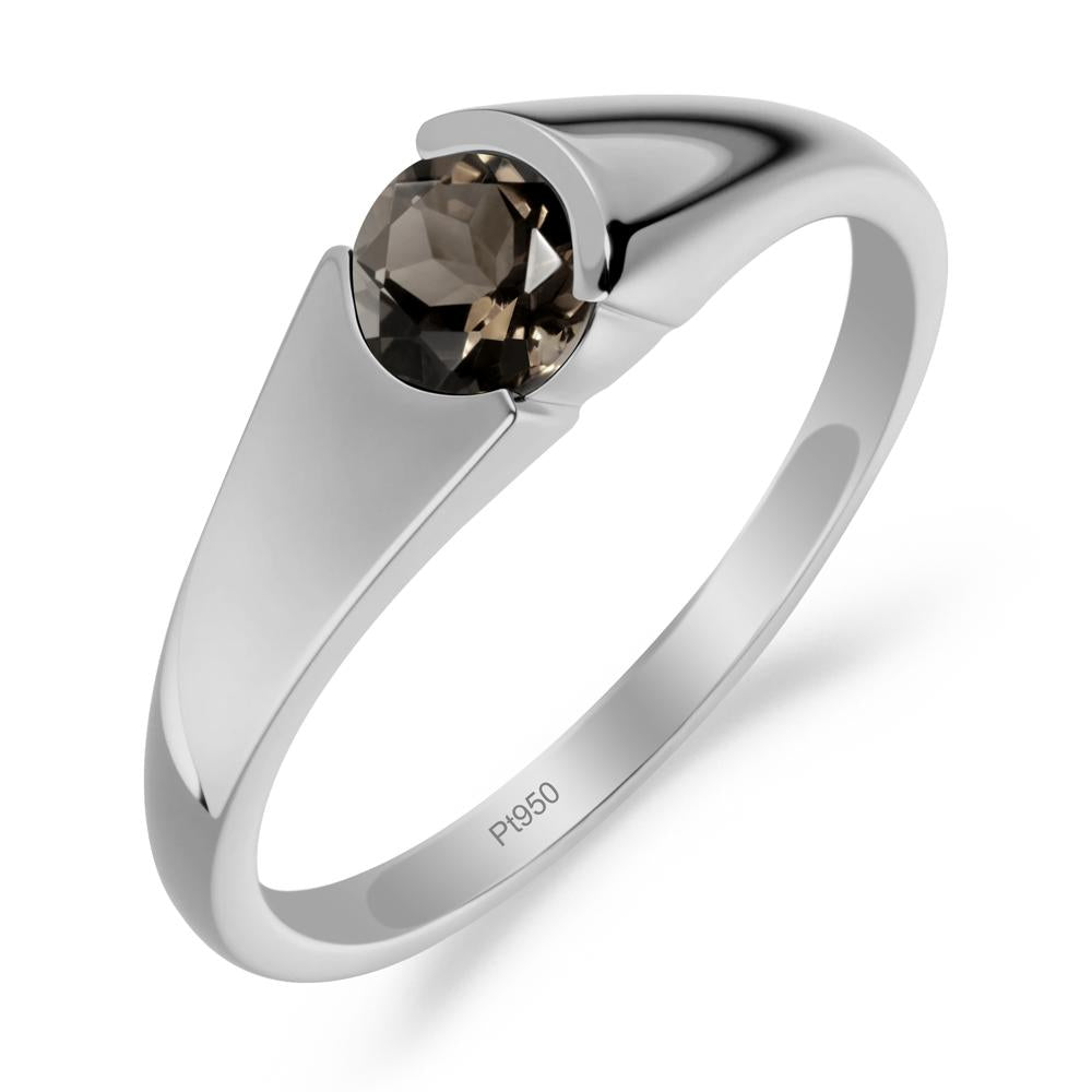 Solitaire Smoky Quartz Promise Ring - LUO Jewelry #metal_platinum