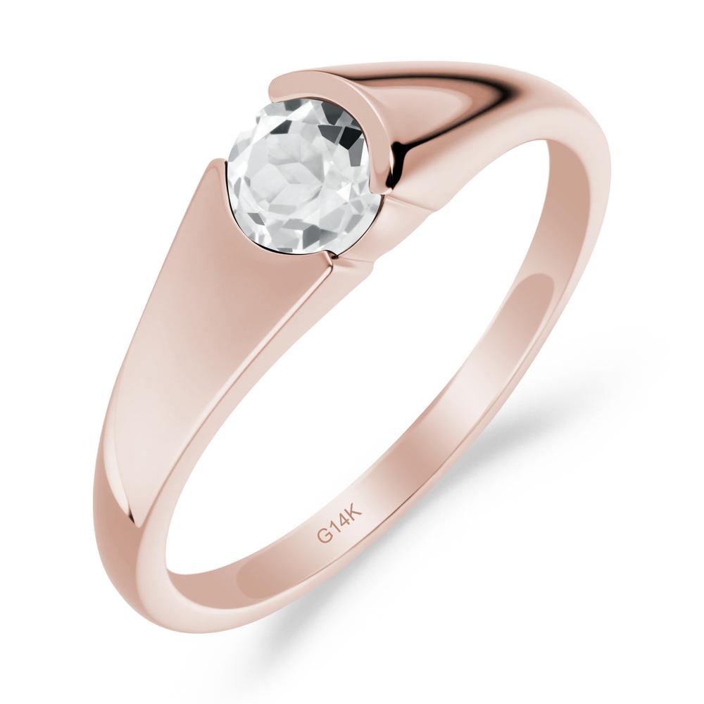 Solitaire White Topaz Promise Ring - LUO Jewelry #metal_14k rose gold
