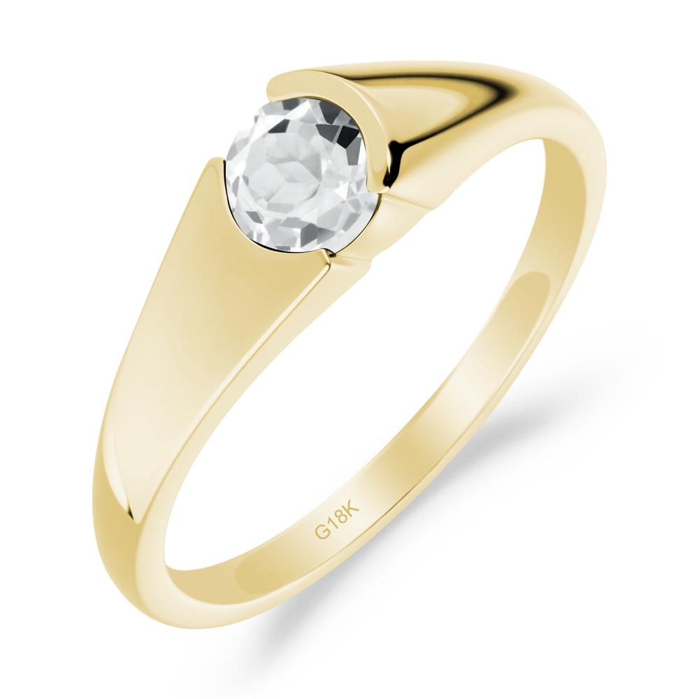 Solitaire White Topaz Promise Ring - LUO Jewelry #metal_18k yellow gold