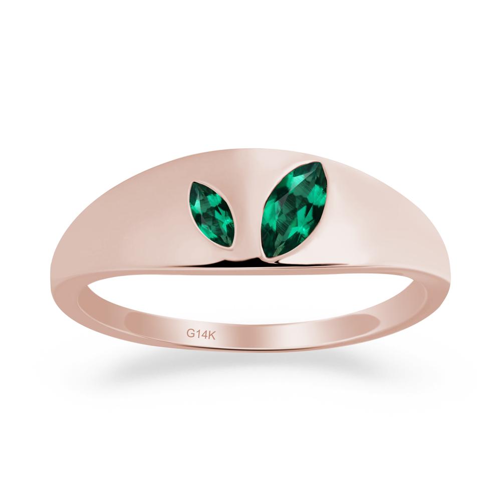 Emerald and Emerald Two Stone Ring - LUO Jewelry #metal_14k rose gold