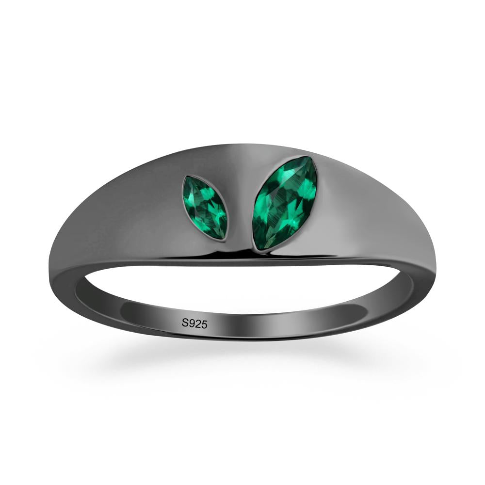 Emerald and Emerald Two Stone Ring - LUO Jewelry #metal_black finish sterling silver