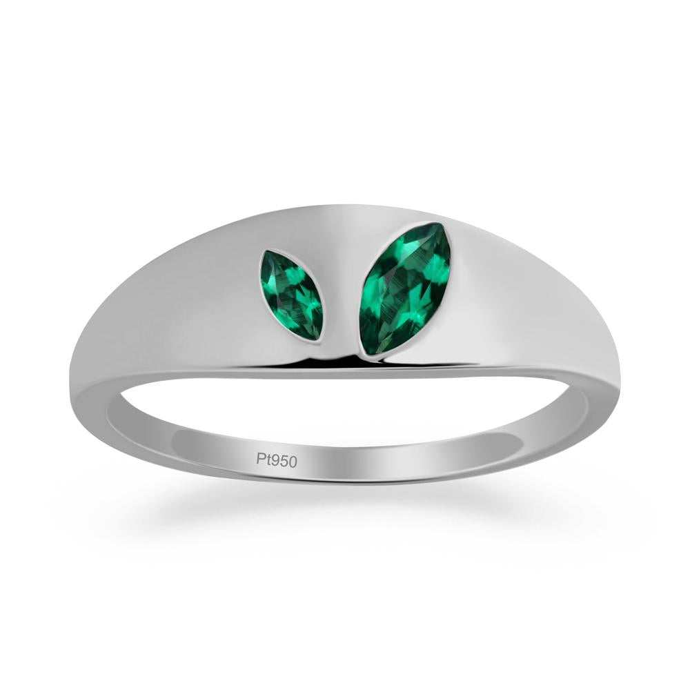 Emerald and Emerald Two Stone Ring - LUO Jewelry #metal_platinum