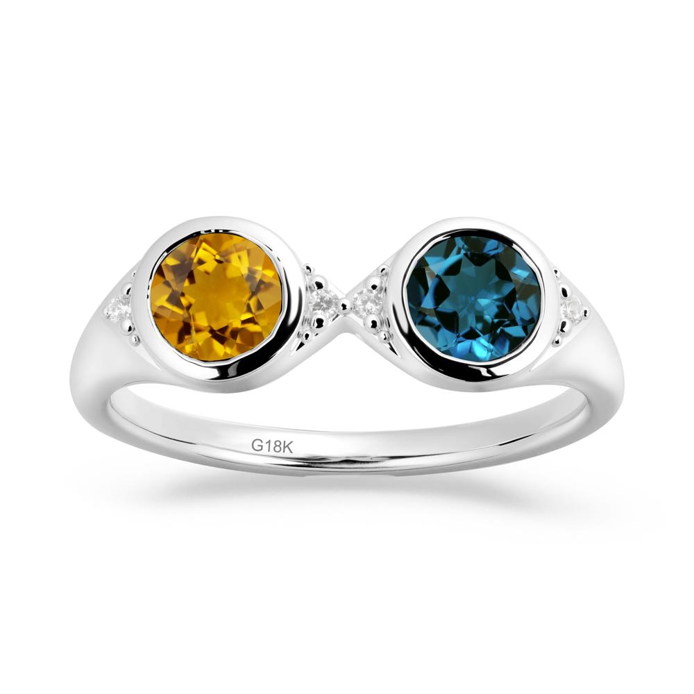 Round Citrine and London Blue Topaz Toi Et Moi Ring - LUO Jewelry #metal_18k white gold