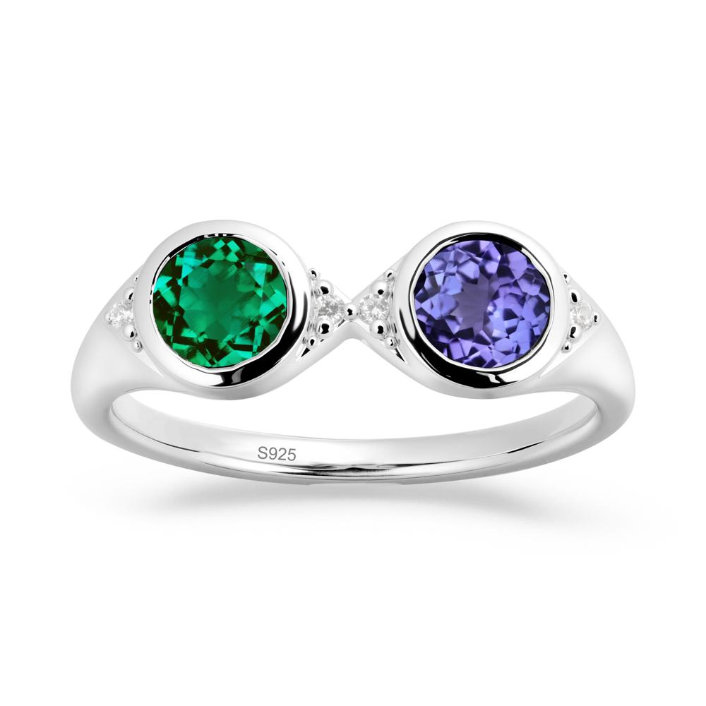 Round Emerald and Tanzanite Toi Et Moi Ring - LUO Jewelry #metal_sterling silver