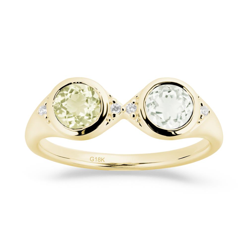 Round Green Amethyst and Lemon Quartz Toi Et Moi Ring - LUO Jewelry #metal_18k yellow gold