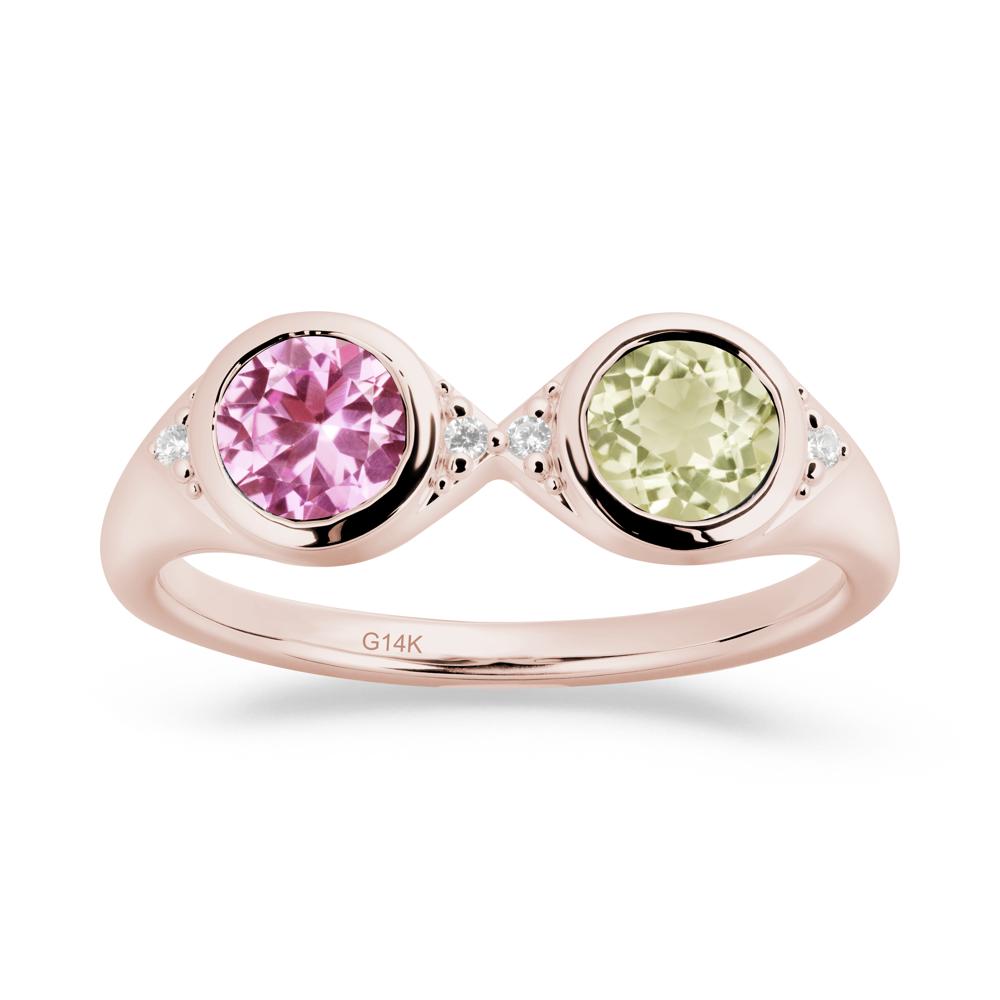 Round Lemon Quartz and Pink Sapphire Toi Et Moi Ring - LUO Jewelry #metal_14k rose gold