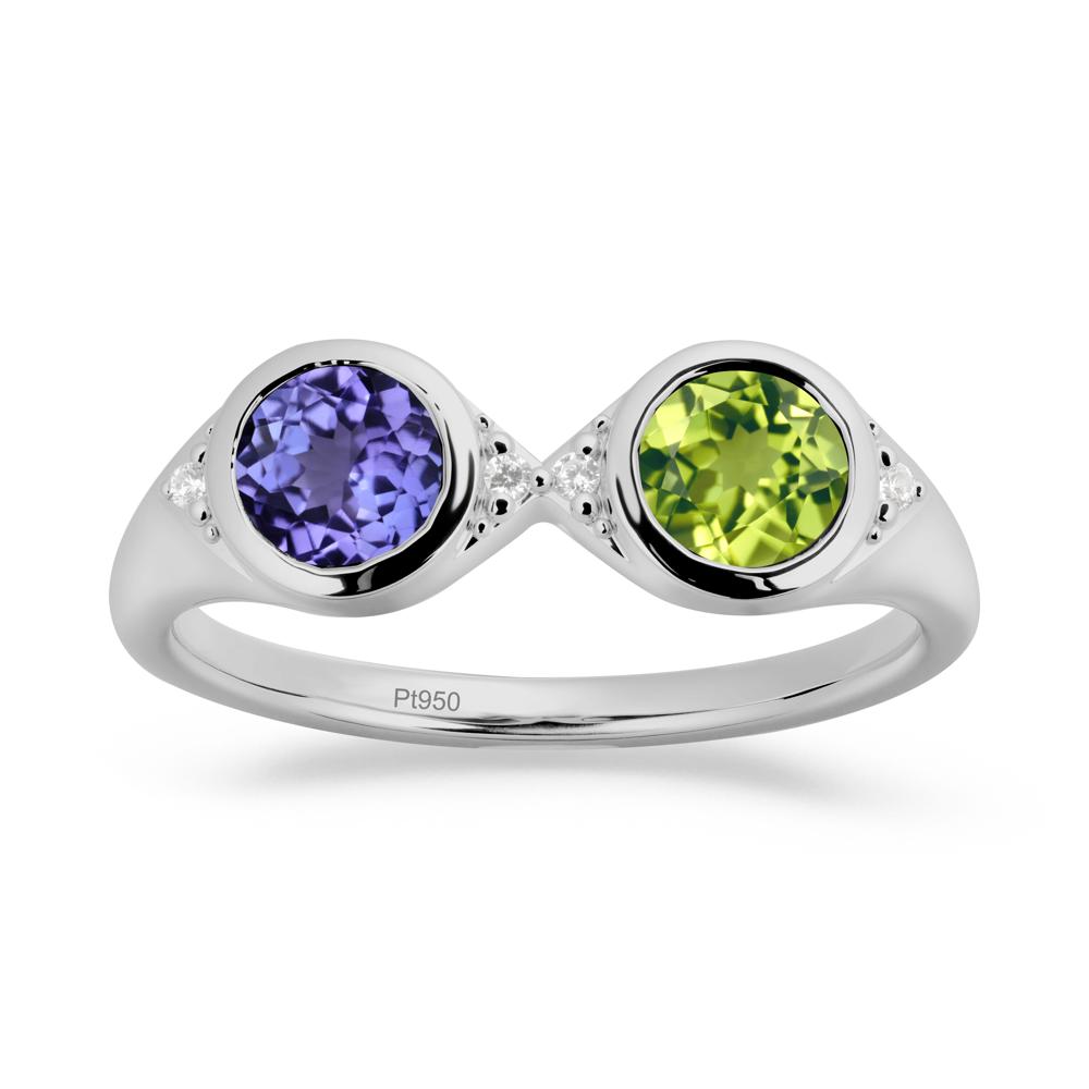 Round Peridot and Tanzanite Toi Et Moi Ring - LUO Jewelry #metal_platinum