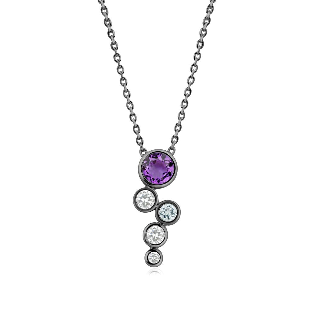 Graduated Drop Amethyst Necklace - LUO Jewelry #metal_black finish sterling silver