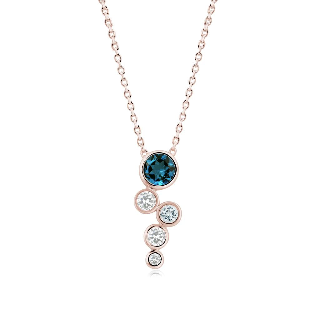 London Blue Topaz Graduated Drop Pendant - LUO Jewelry #metal_14k rose gold