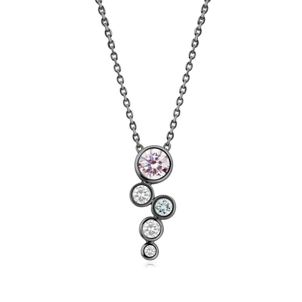 Graduated Drop Pink Cubic Zirconia Necklace - LUO Jewelry #metal_black finish sterling silver