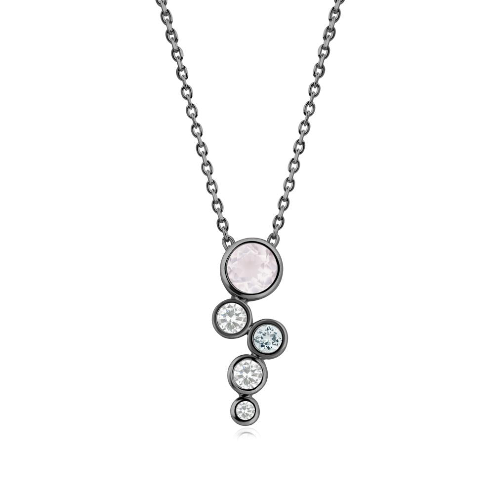 Graduated Drop Rose Quartz Necklace - LUO Jewelry #metal_black finish sterling silver
