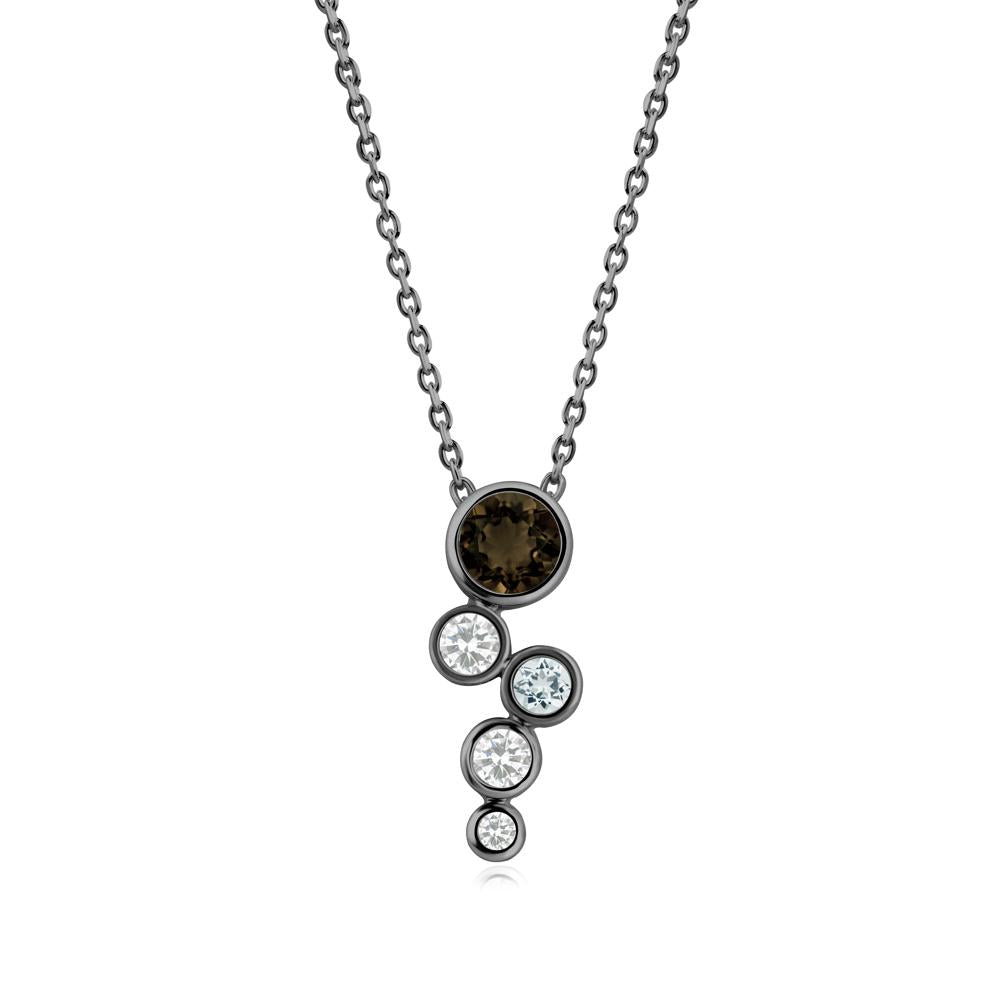 Graduated Drop Smoky Quartz Necklace - LUO Jewelry #metal_black finish sterling silver