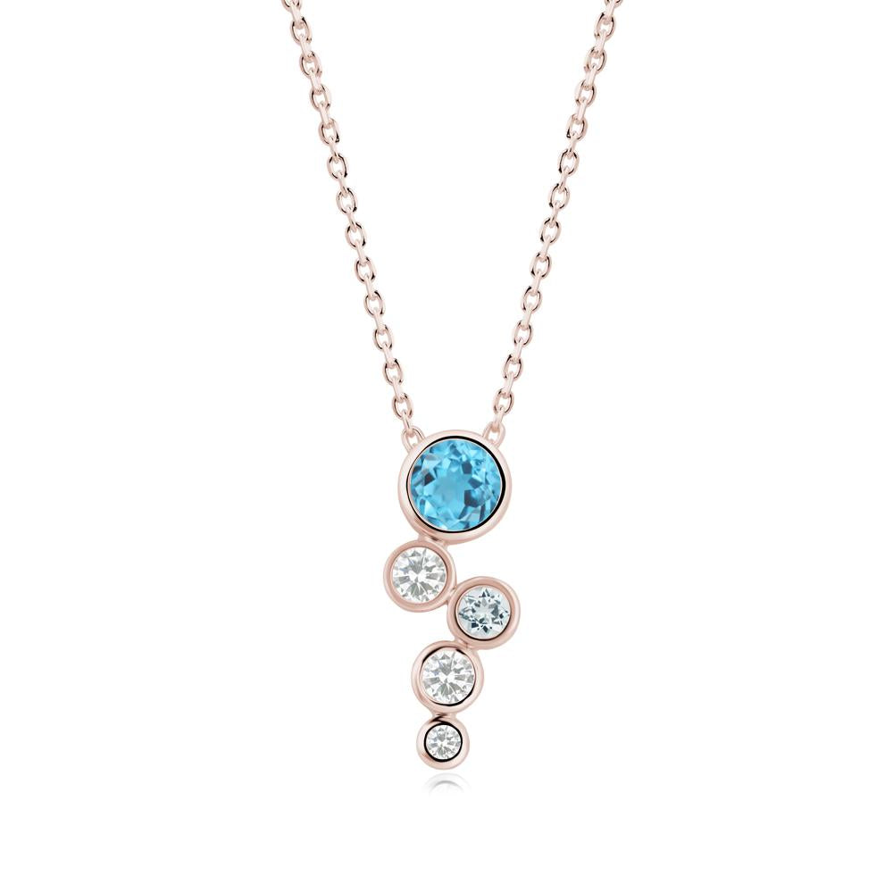 Swiss Blue Topaz Graduated Drop Pendant - LUO Jewelry #metal_14k rose gold