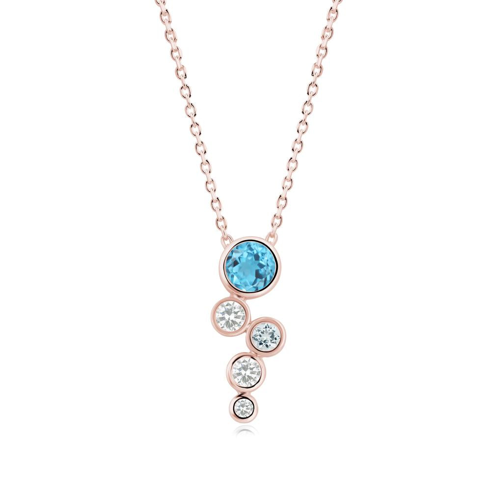 Swiss Blue Topaz Graduated Drop Pendant - LUO Jewelry #metal_18k rose gold