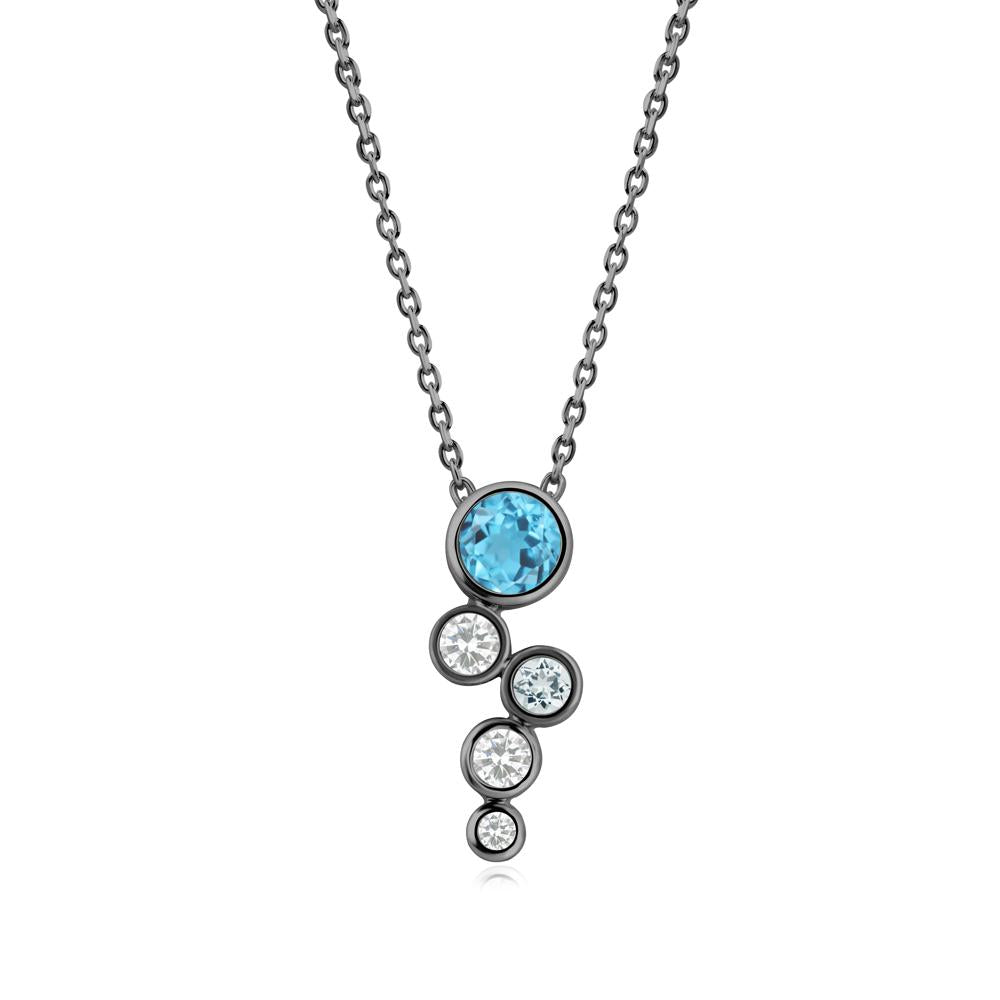 Swiss Blue Topaz Graduated Drop Pendant - LUO Jewelry #metal_black finish sterling silver