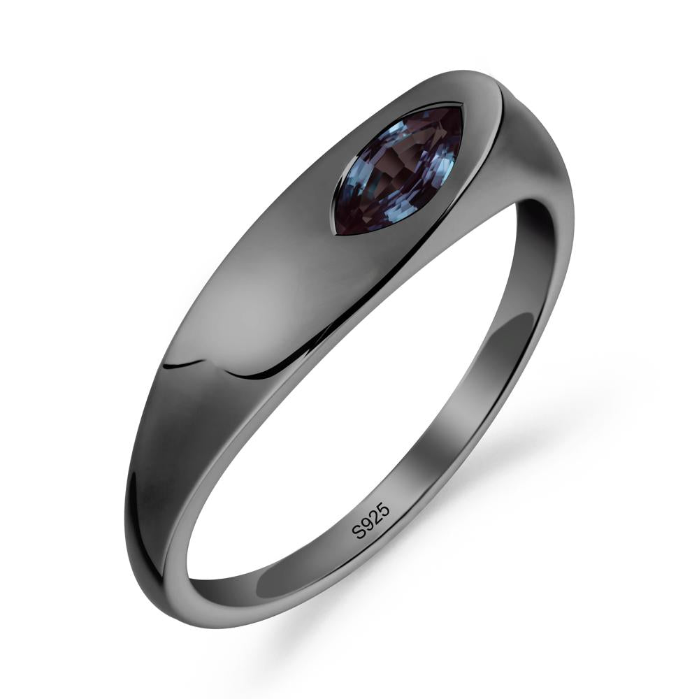 Simple Marquise Alexandrite Ring - LUO Jewelry #metal_black finish sterling silver