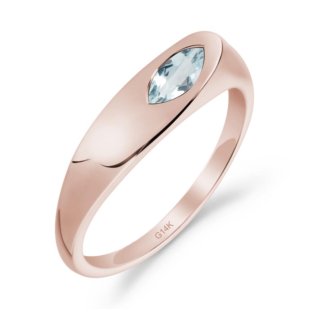 Simple Marquise Aquamarine Ring - LUO Jewelry #metal_14k rose gold