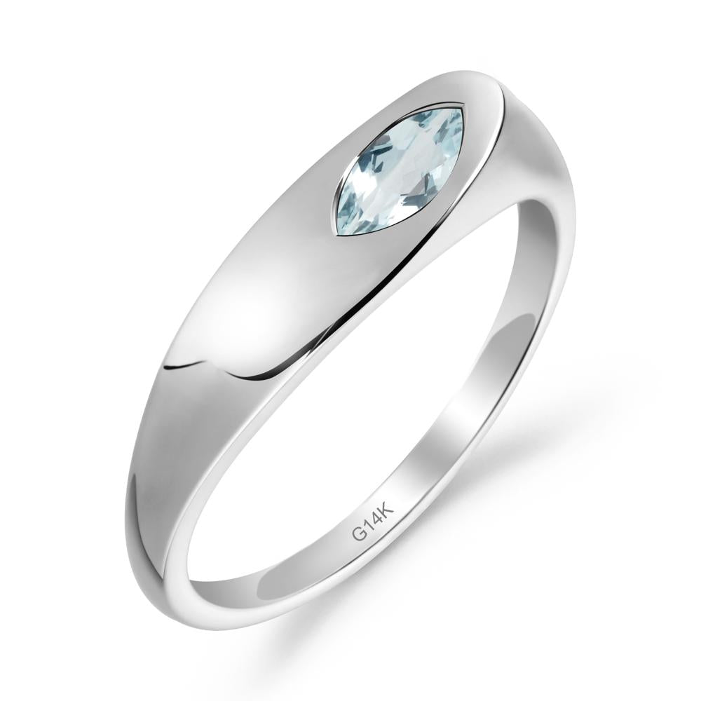 Simple Marquise Aquamarine Ring - LUO Jewelry #metal_14k white gold