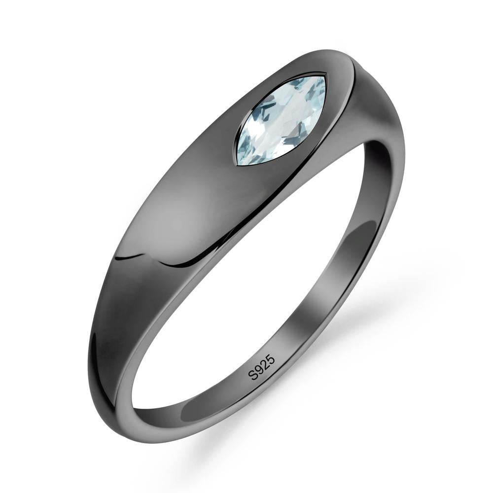 Simple Marquise Aquamarine Ring - LUO Jewelry #metal_black finish sterling silver