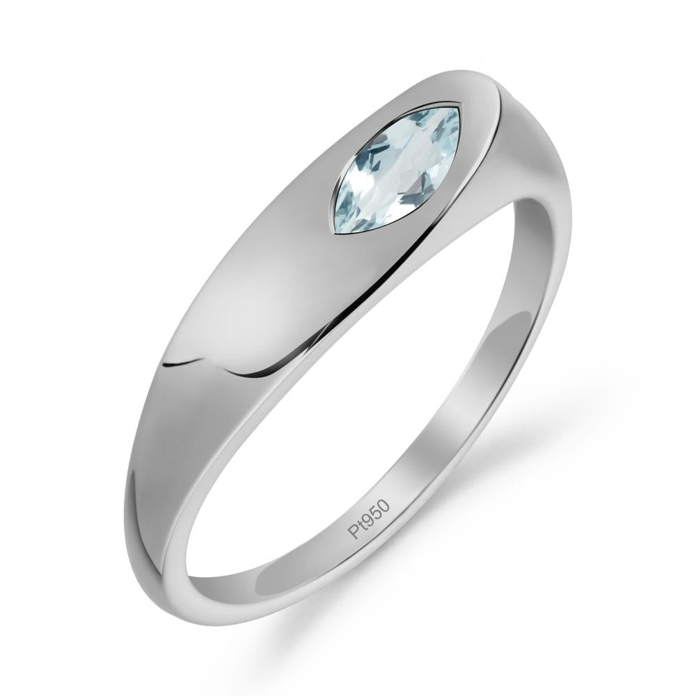 Simple Marquise Aquamarine Ring - LUO Jewelry #metal_platinum