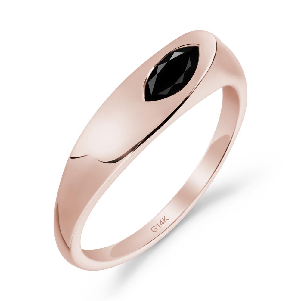 Simple Marquise Black Spinel Solitaire Ring - LUO Jewelry #metal_14k rose gold