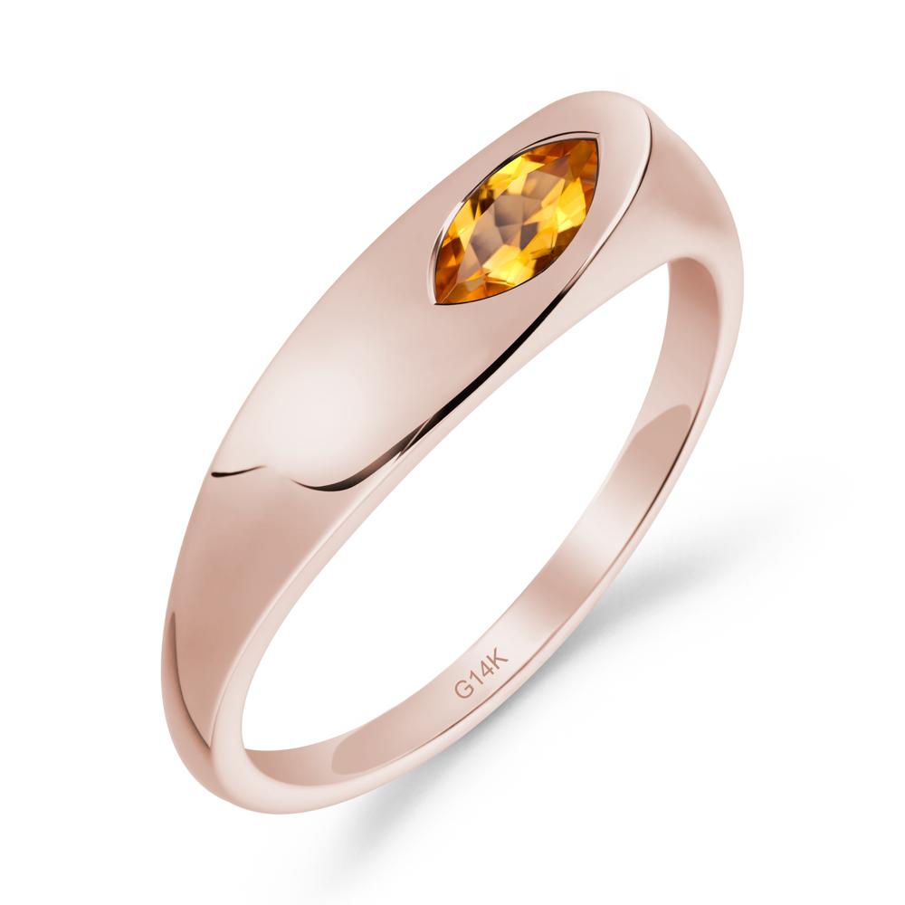 Simple Marquise Citrine Ring - LUO Jewelry #metal_14k rose gold