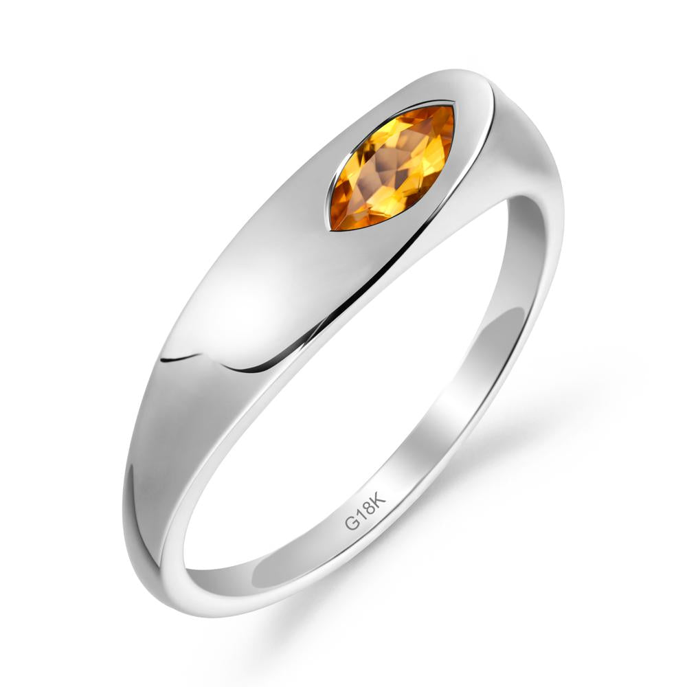 Simple Marquise Citrine Ring - LUO Jewelry #metal_18k white gold