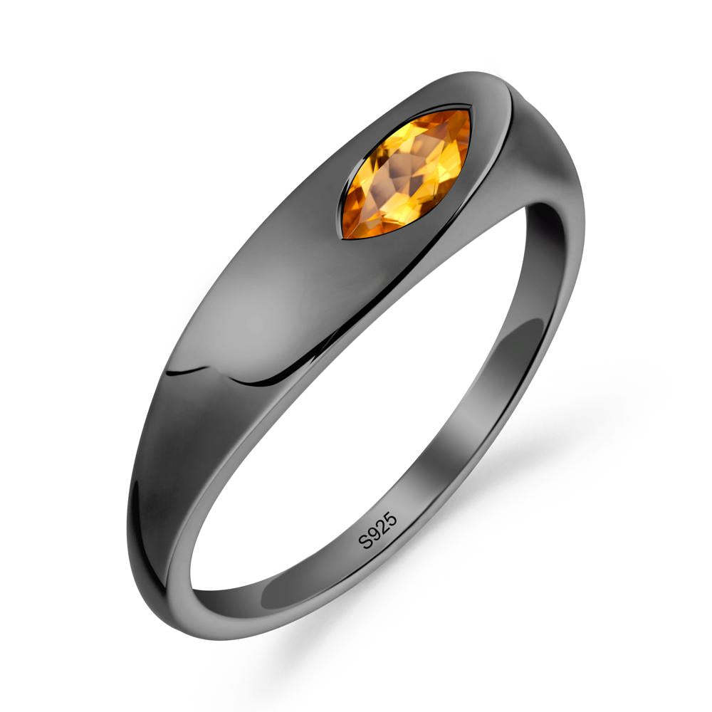 Simple Marquise Citrine Ring - LUO Jewelry #metal_black finish sterling silver