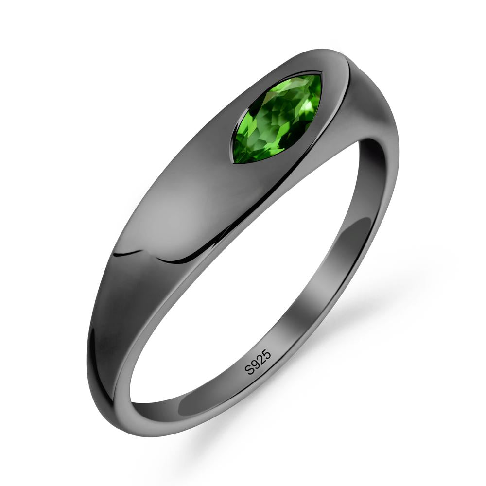 Simple Marquise Diopside Ring - LUO Jewelry #metal_black finish sterling silver