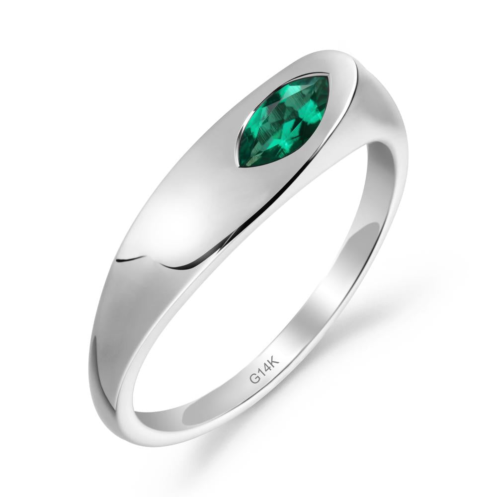 Simple Marquise Emerald Solitaire Ring - LUO Jewelry #metal_14k white gold